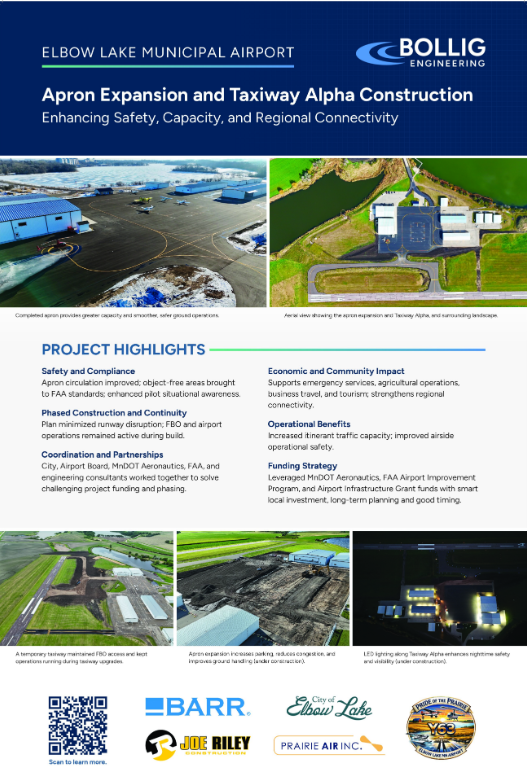 Elbow Lake Municipal Airport - Apron Expansion & Taxiway Alpha Construction - Bollig Engineering